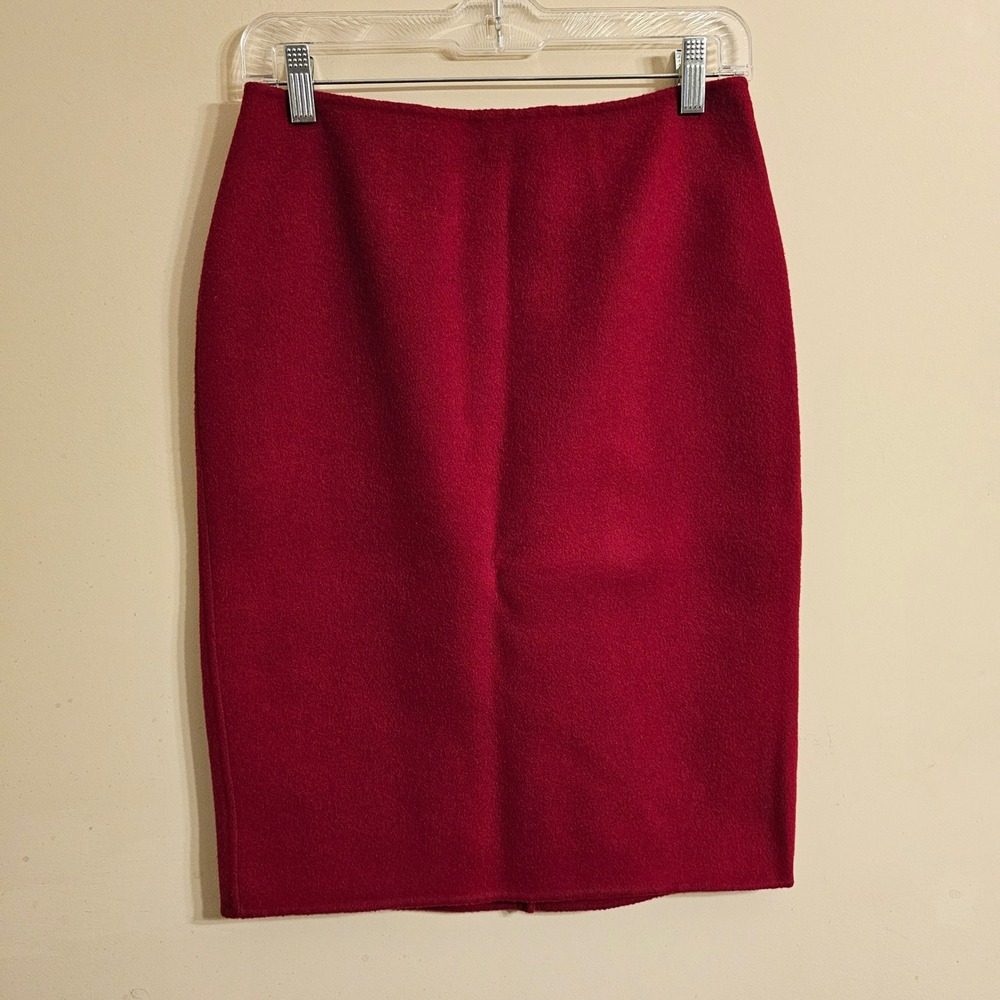 Talbots Pencil Skirt Women 2 Red Wool Blend Knee Length Back Vent Classic